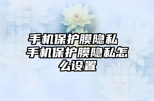 手機保護膜隱私 手機保護膜隱私怎么設置