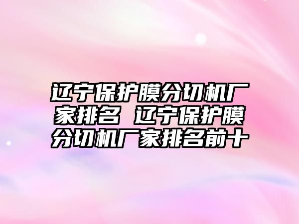 遼寧保護膜分切機廠家排名 遼寧保護膜分切機廠家排名前十