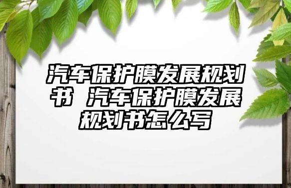 汽車保護(hù)膜發(fā)展規(guī)劃書 汽車保護(hù)膜發(fā)展規(guī)劃書怎么寫